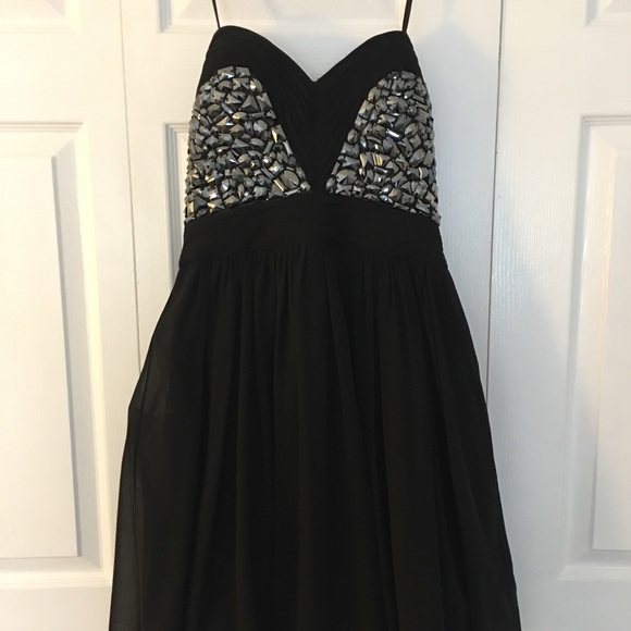 Black AKIRA Short Dress Fantastic Beading SZ L - Picture 3 of 8